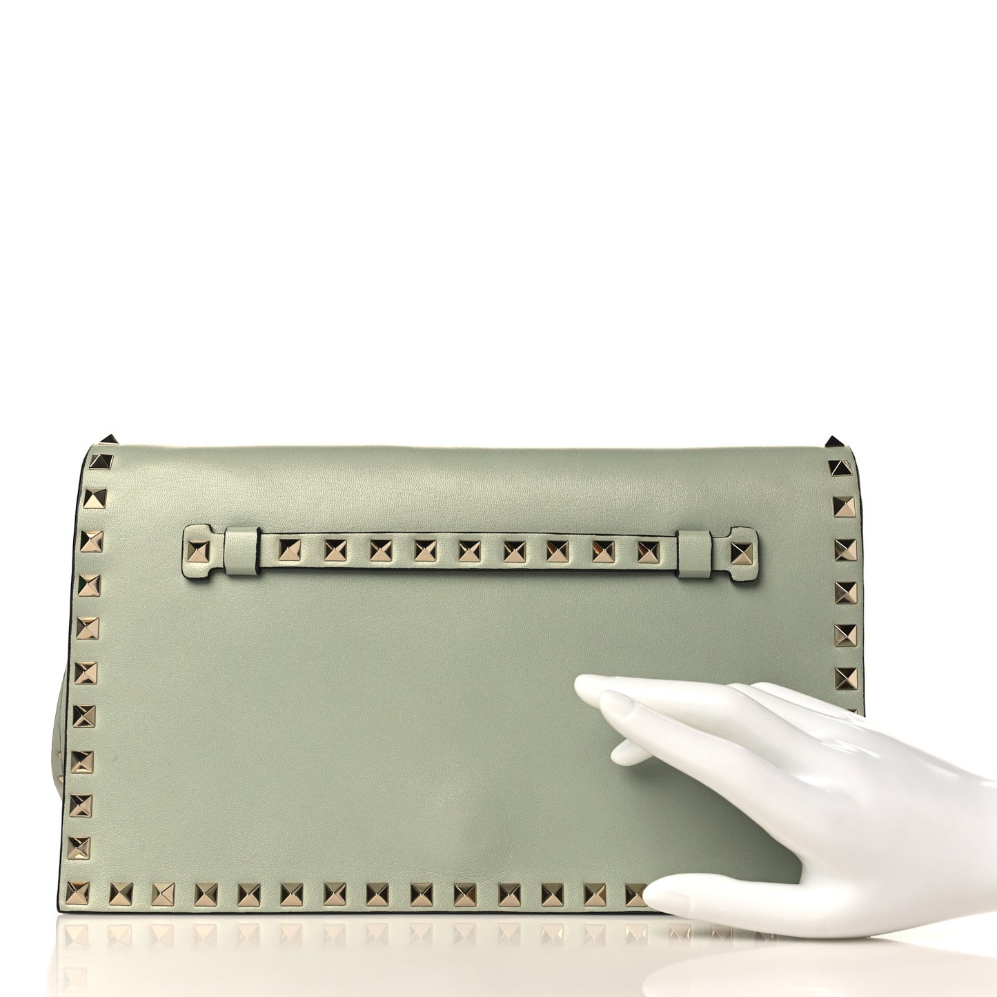 Nappa Rockstud Wristlet Clutch Green Tea Sorbet