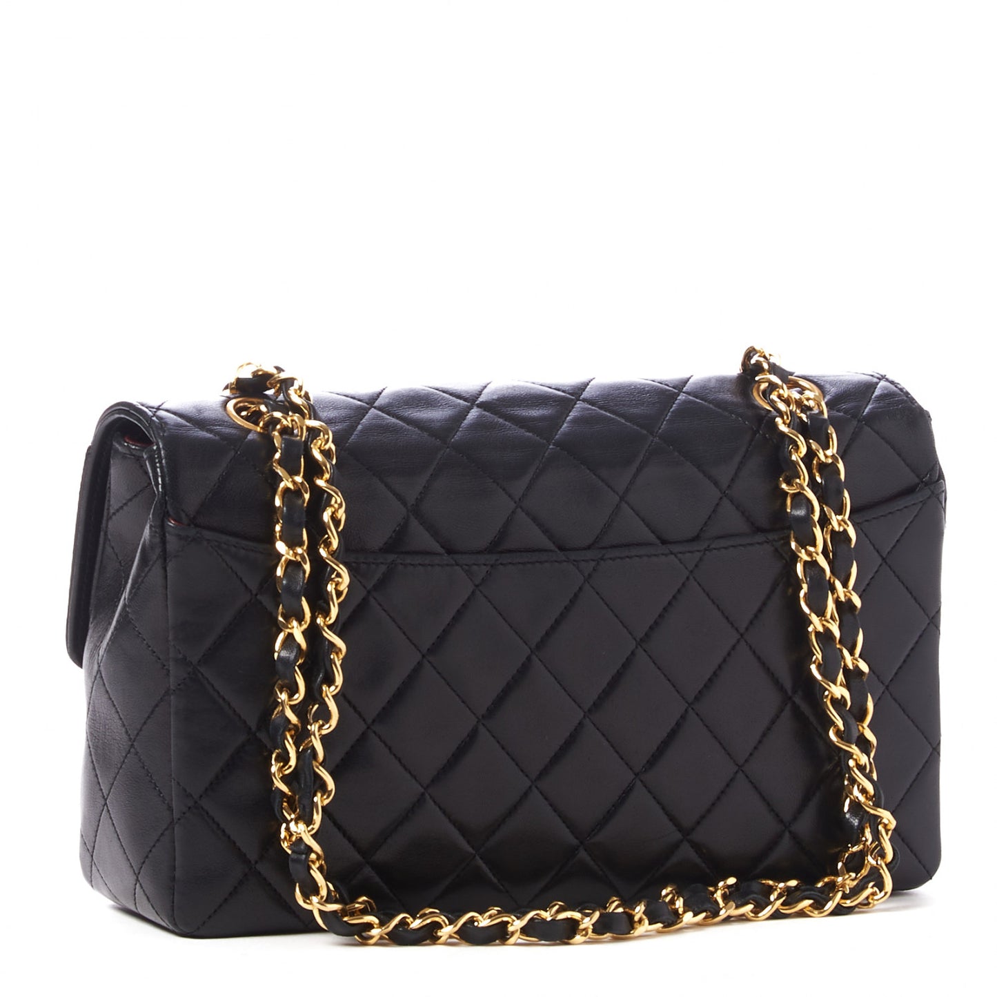 Lambskin Quilted Medium Single Flap Black