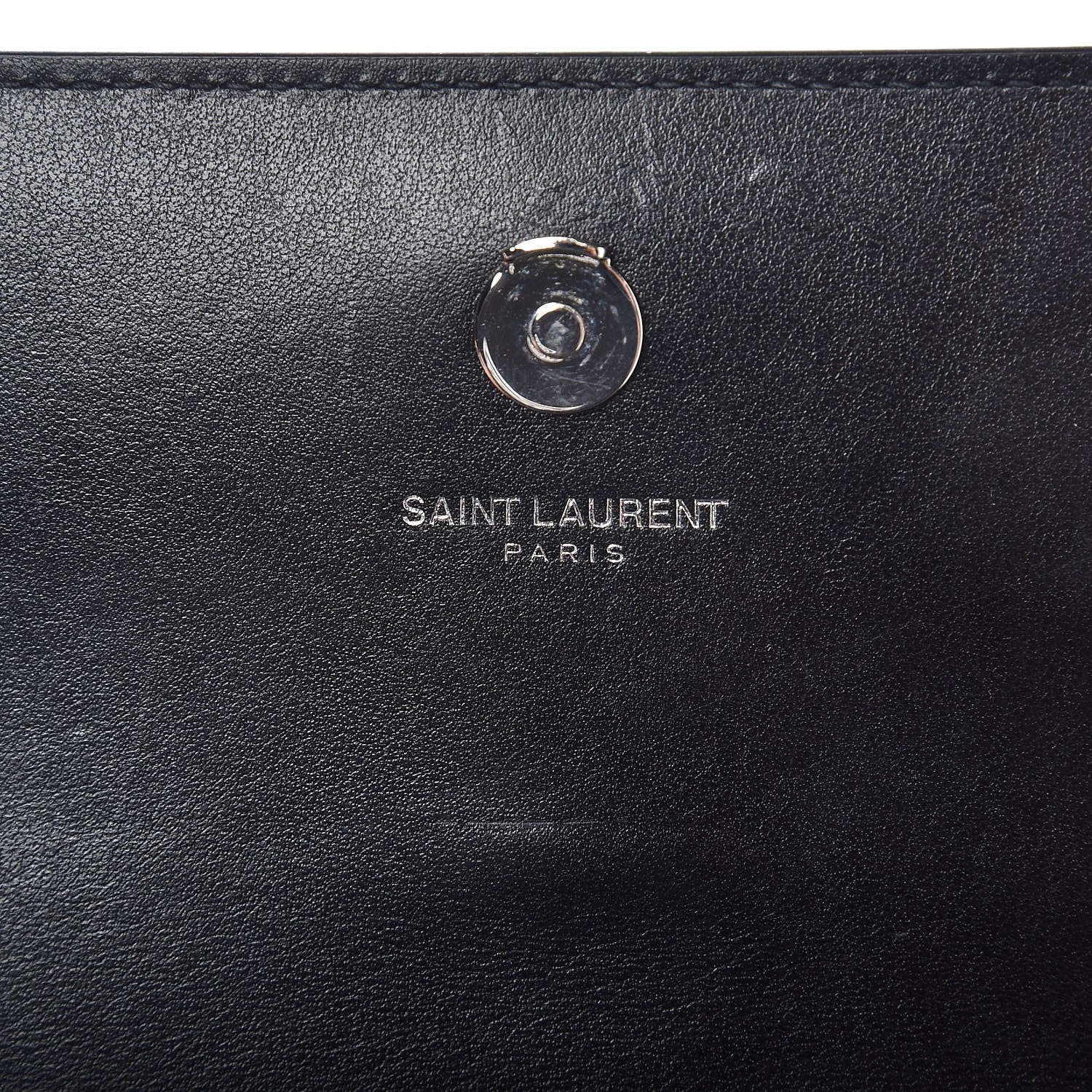 Saint Laurent Calfskin Crocodile Embossed Monogram Sunset Chain Wallet Black 6 of 8