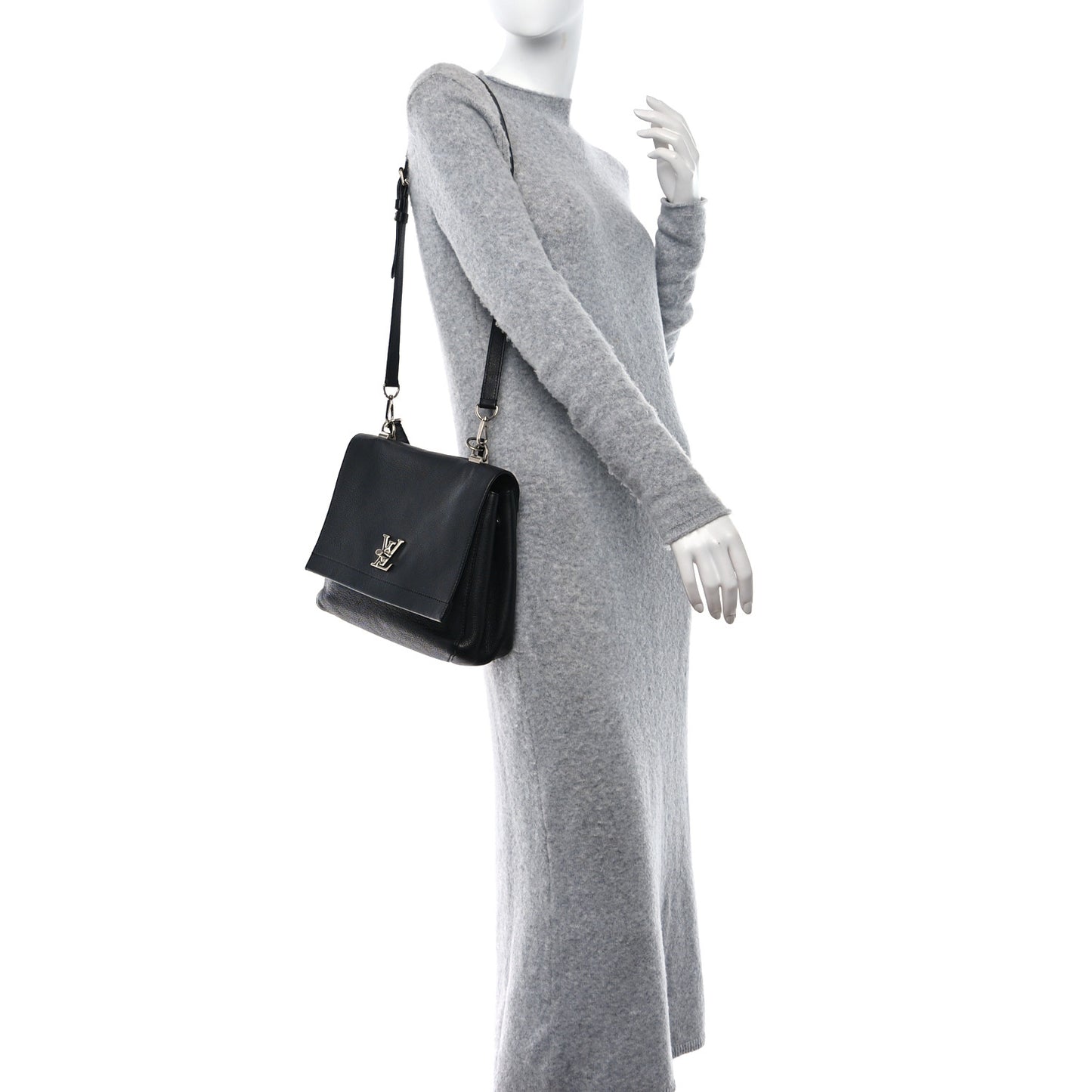 Soft Calfskin Lockme II Top Handle Black