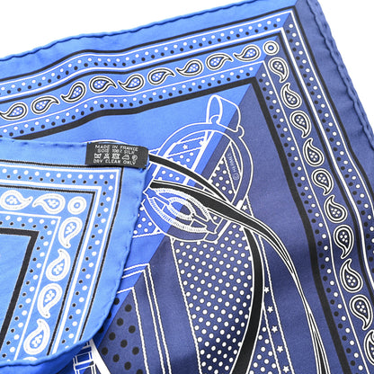 Hermes Silk Grand Manege Cut Bandana Scarf 55 Bleu Nuit Bleu 3 of 3