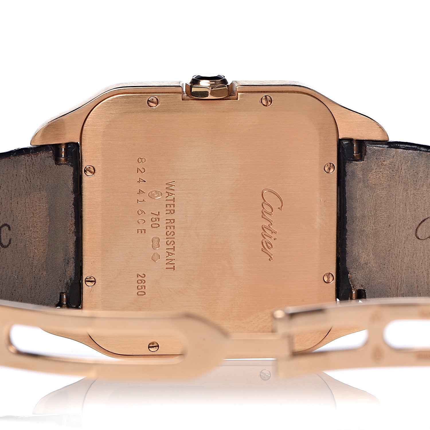 Cartier 18K Pink Gold Alligator 35mm Santos Dumont Collection Privee Manual Winding Watch Black 6 of 12