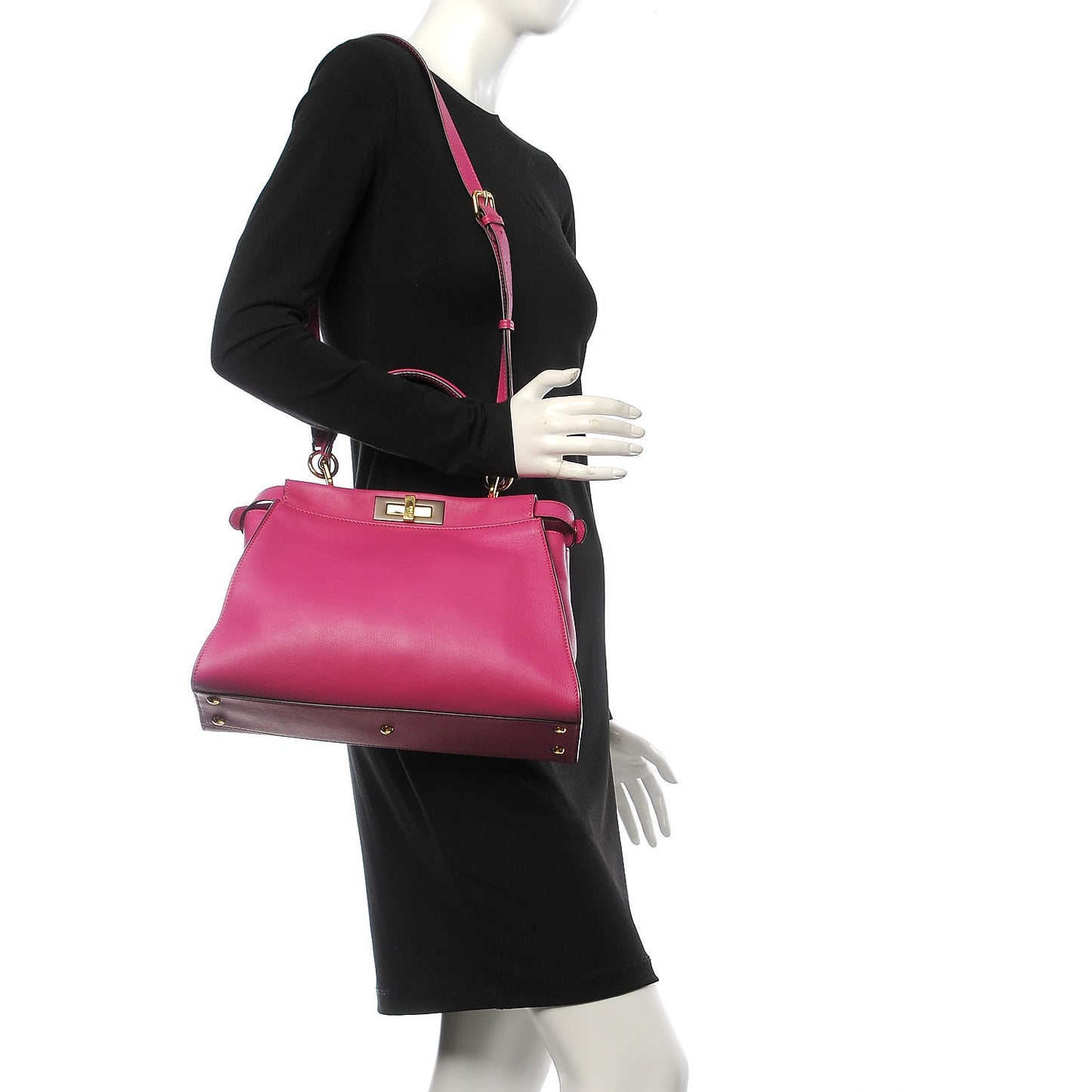 Vitello Seta Medium Peekaboo Iconic Satchel Magenta