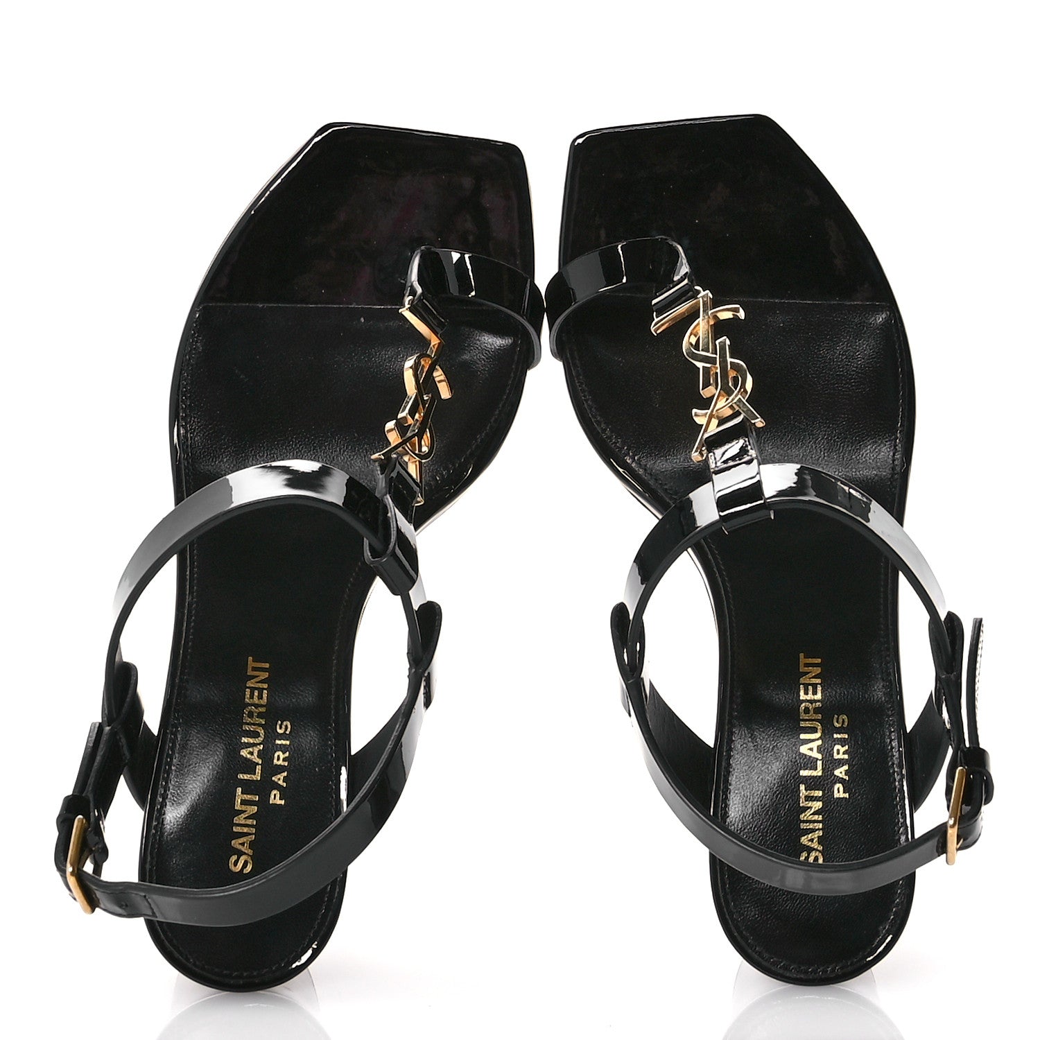 Saint Laurent Patent Calfskin Cassandra 75 Sandals 36 Black 2 of 10