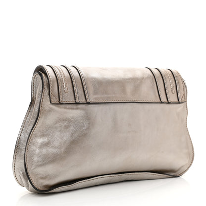 Chloe Metallic Calfskin Marcie Clutch Pewter 3 of 8