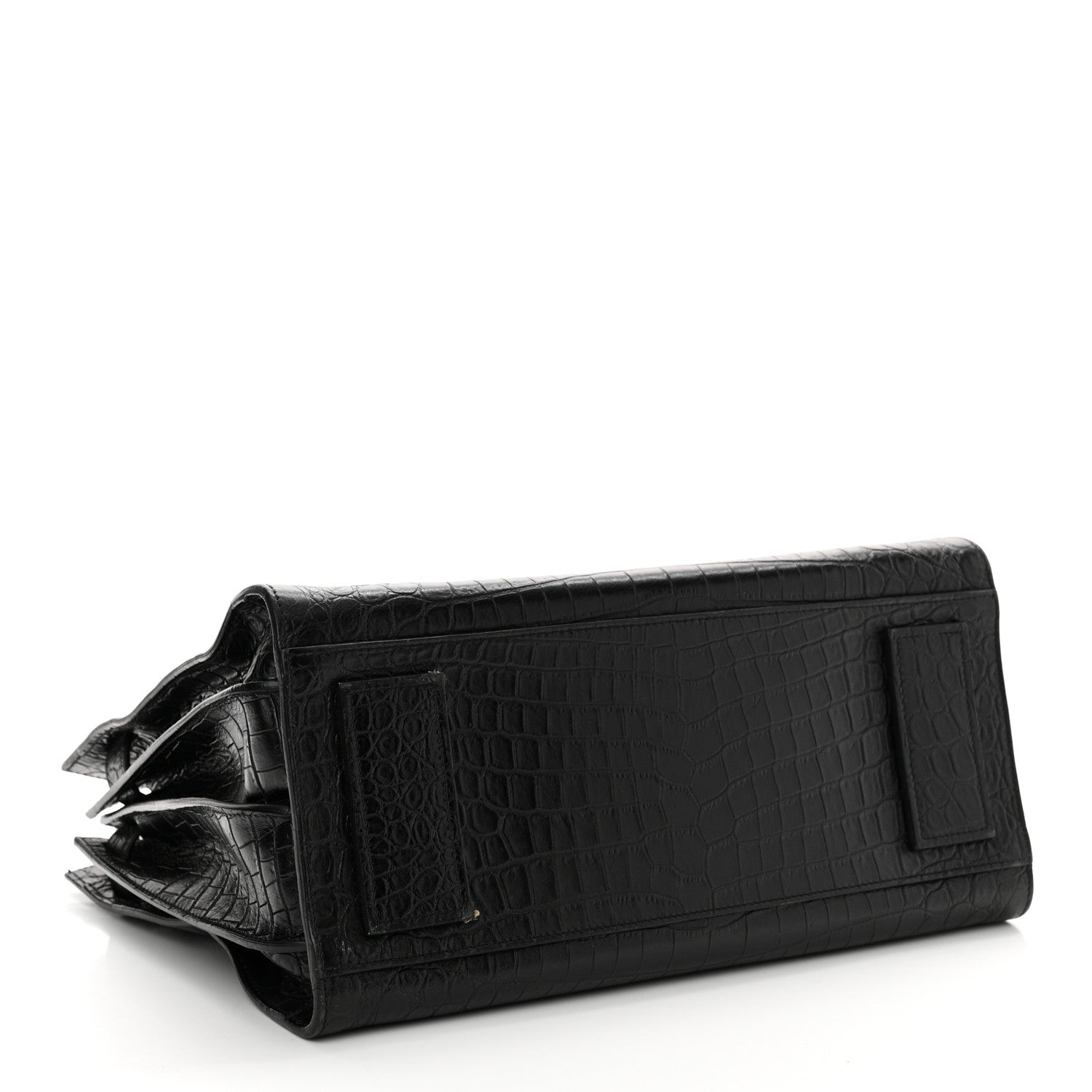 Saint Laurent Calfskin Crocodile Embossed Small Supple Sac de Jour Black 4 of 21