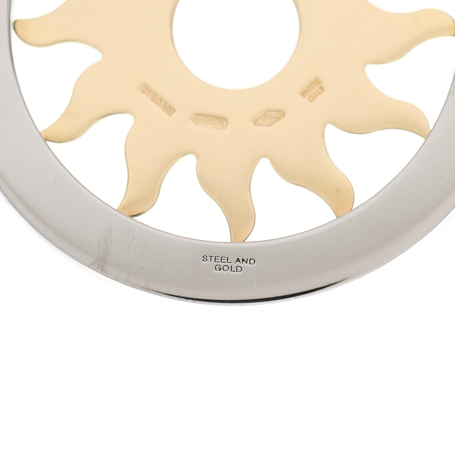 18K Yellow Gold Stainless Steel Tondo Sun Pendant