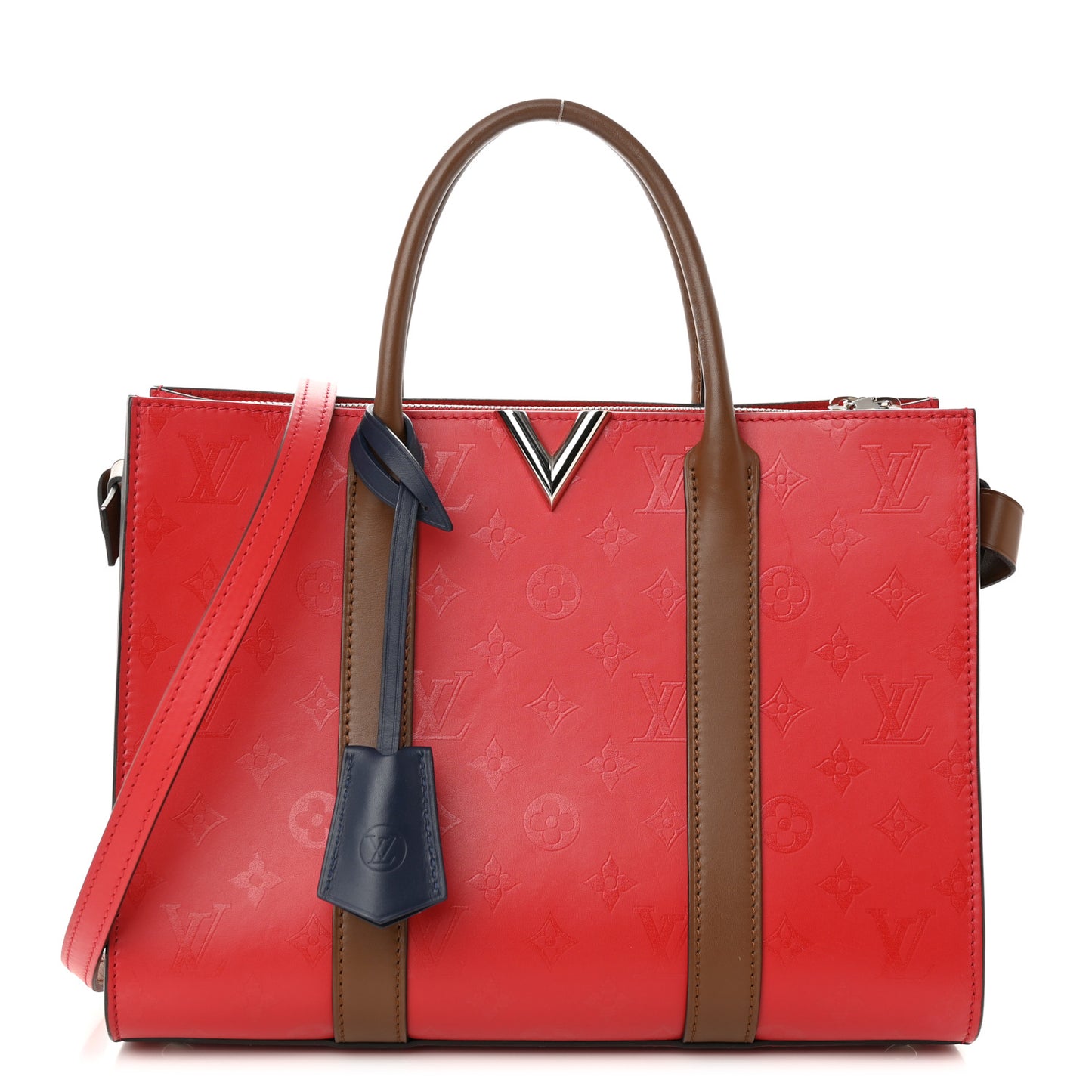 Monogram Cuir Plume Very Tote MM Rubis Noisette