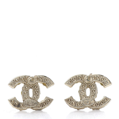 Chanel Pearl Crystal CC Stud Earrings Gold 4 of 6