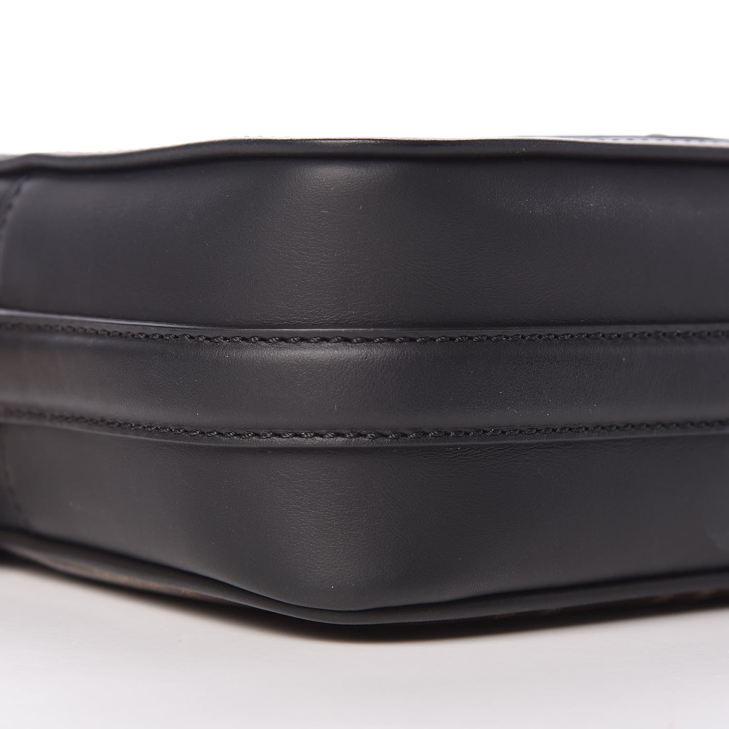 Glazed Fabric Vitello Century F is Fendi FF 1974 Stamp Patch Camera Case Mogano Panna Black