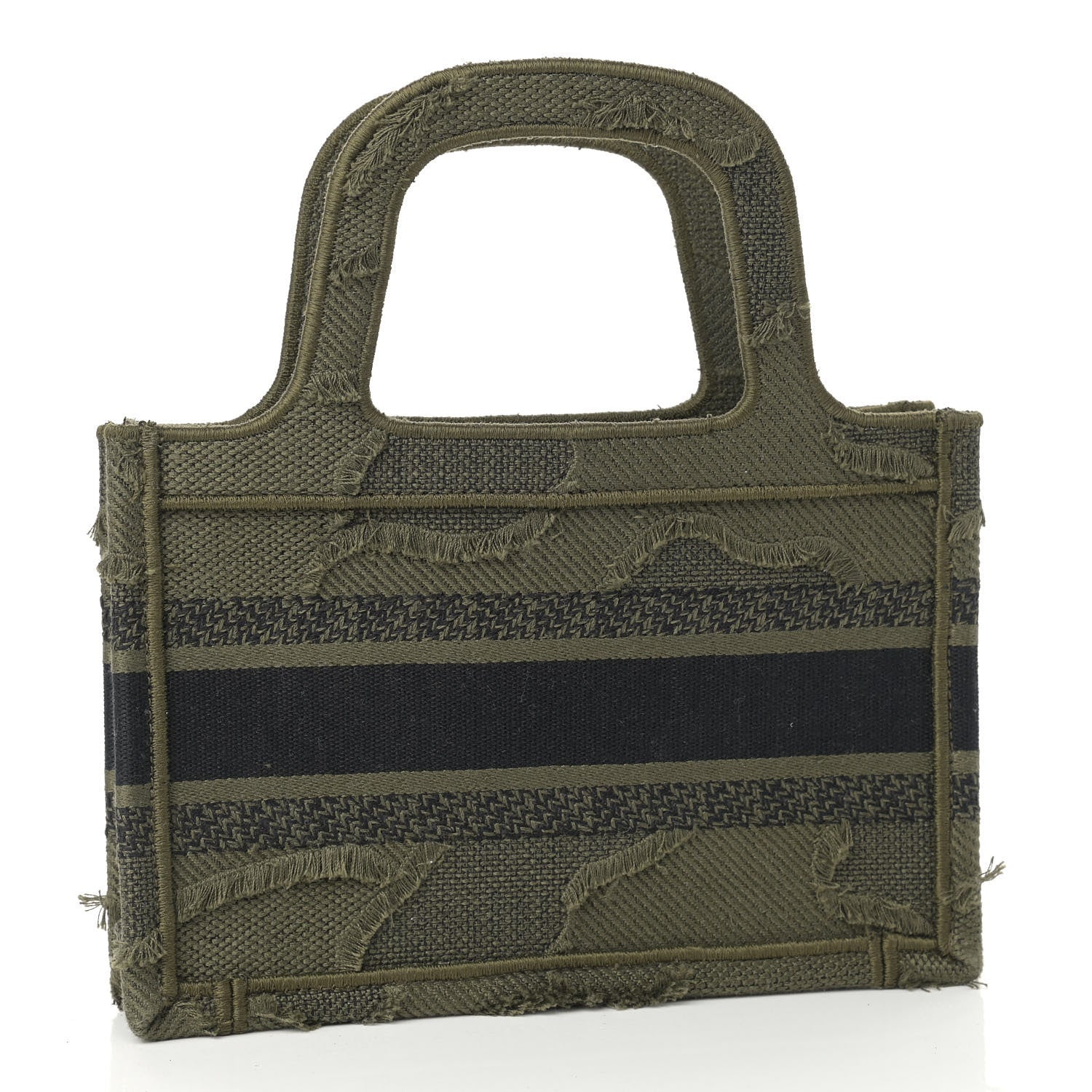 Christian Dior Canvas Embroidered Camouflage Mini Book Tote Green 3 of 8