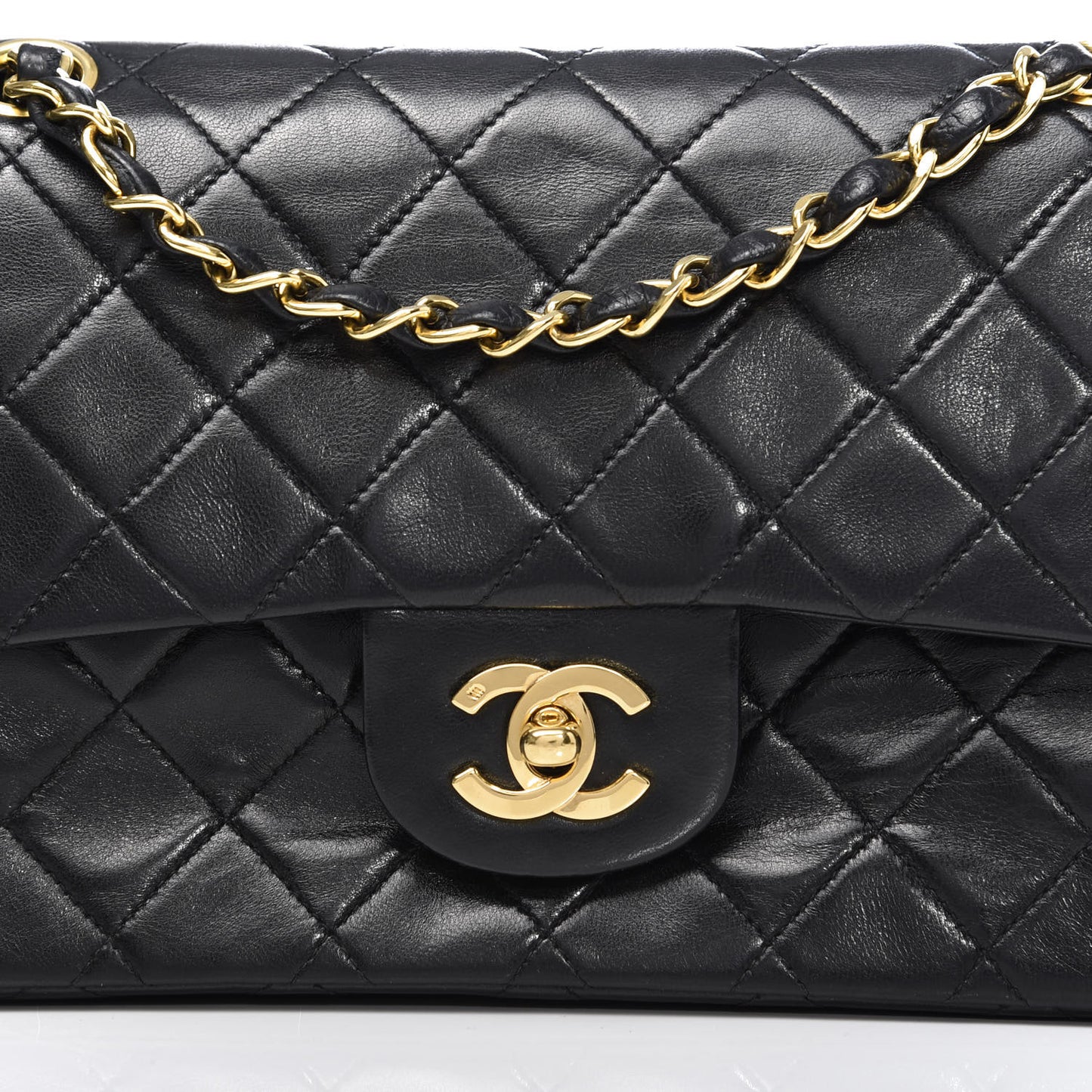 Lambskin Quilted Small Double Flap Black