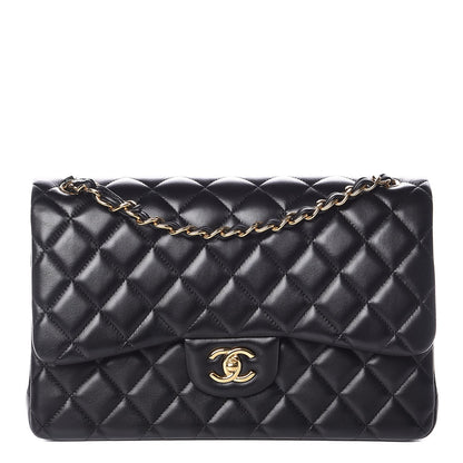 Chanel Lambskin Quilted Jumbo Double Flap Black 1 of 9