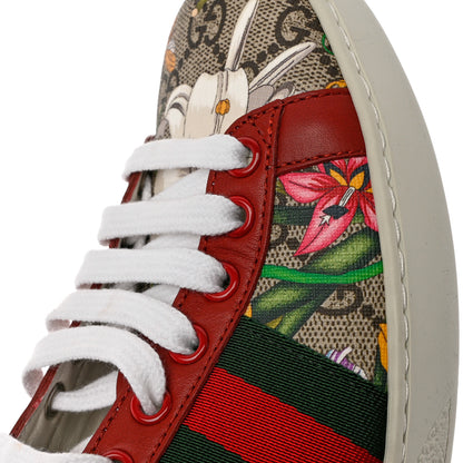Gucci GG Supreme Monogram Flora Web Womens Ace Sneakers 35 Beige Multicolor Rosso 10 of 12