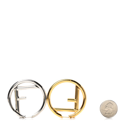 Fendi Metal FF Hoop Earrings Gold Silver 2 of 6