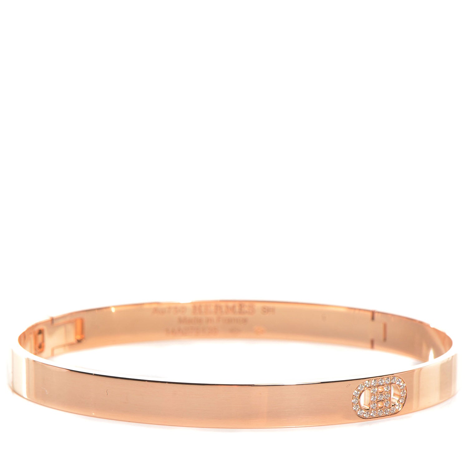 Hermes 18K Rose Gold Diamond PM H D'Ancre Bracelet SH 1 of 6