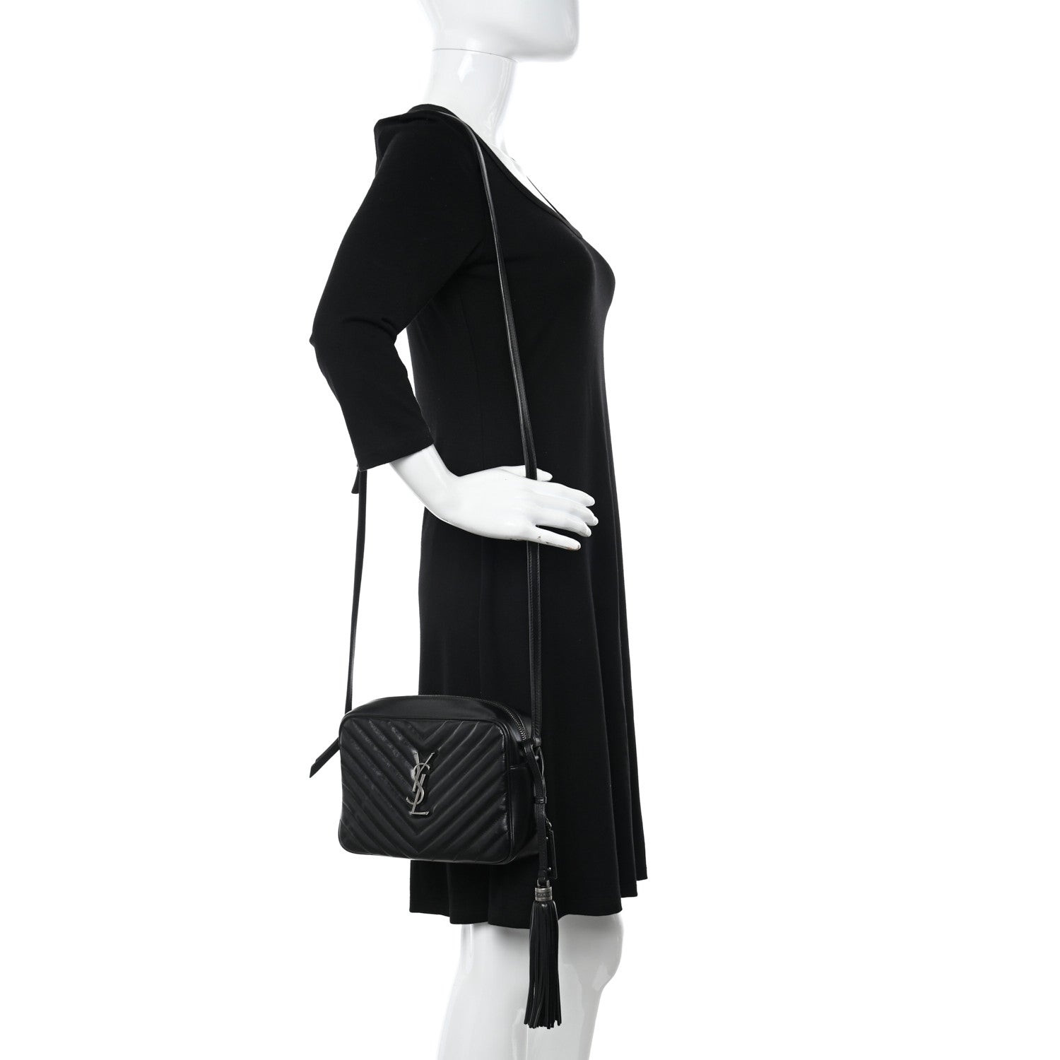 Saint Laurent Calfskin Matelasse Monogram Lou Camera Bag Black 2 of 11