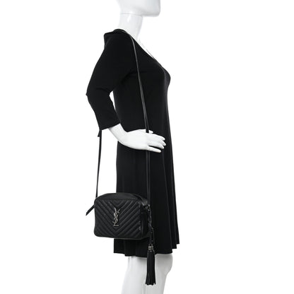 Saint Laurent Calfskin Matelasse Monogram Lou Camera Bag Black 2 of 11