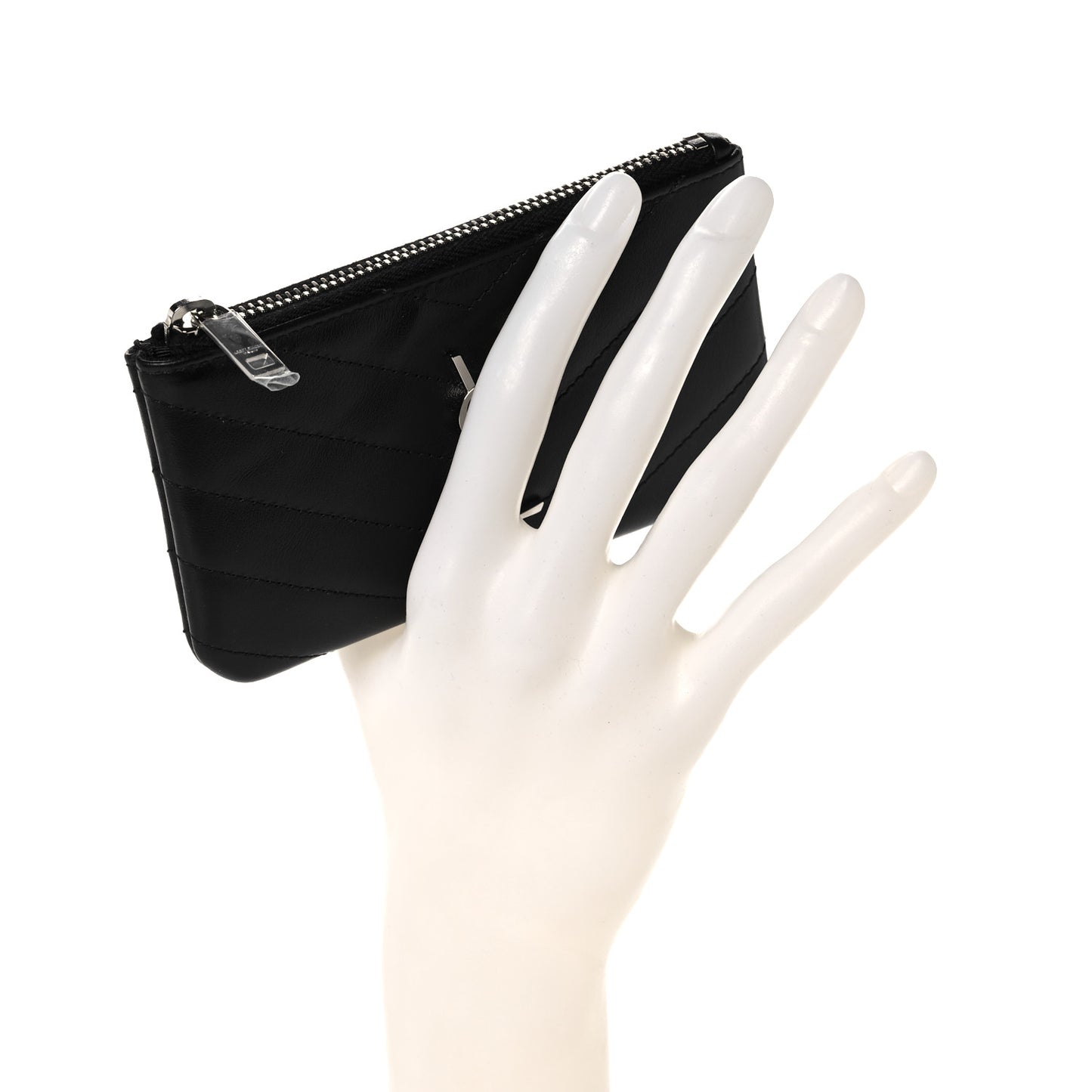 Calfskin Matelasse Monogram Key Pouch Black