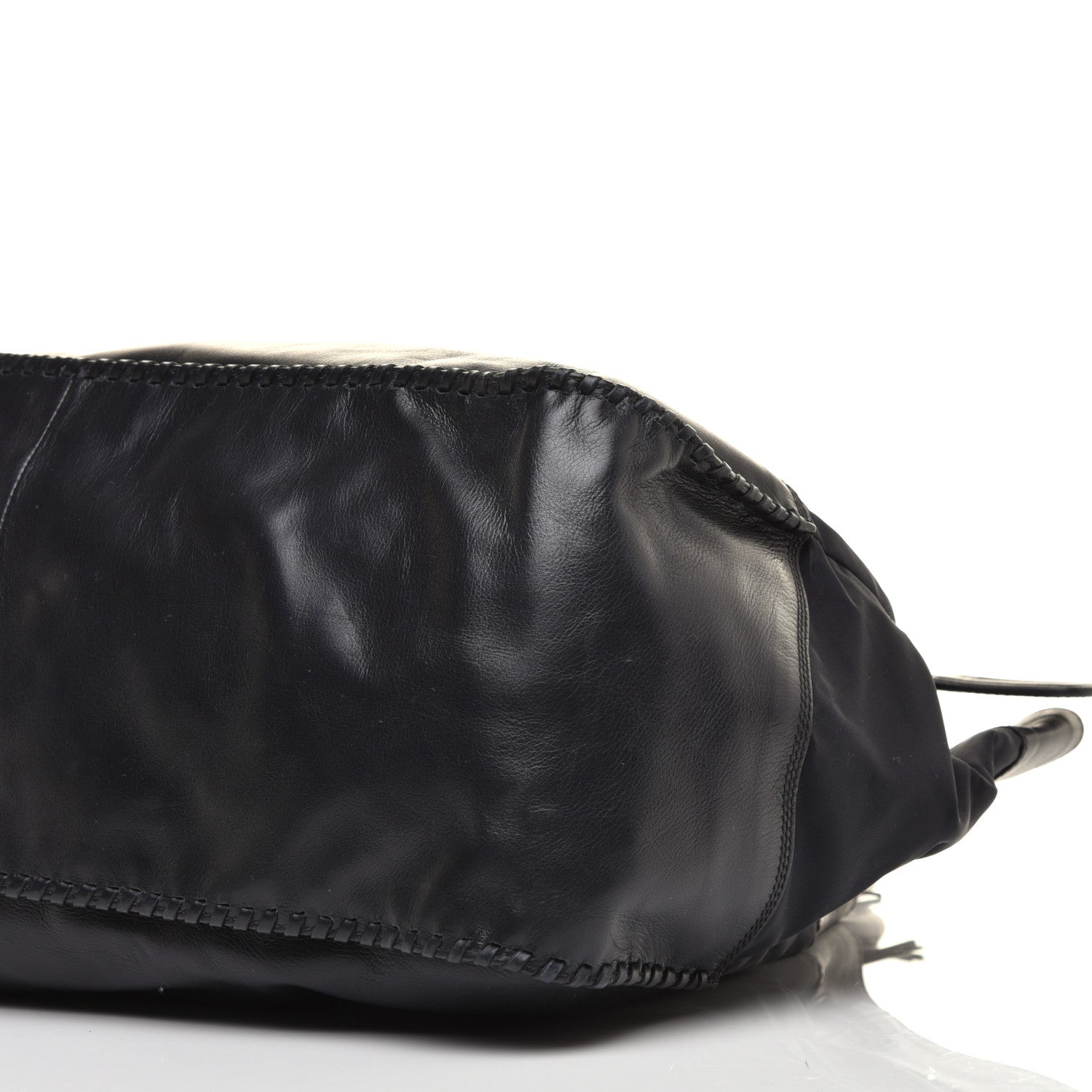 Prada Tessuto Nylon Nappa Soft Drawstring Tote Navy Black 8 of 8