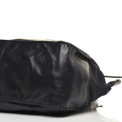 Prada Tessuto Nylon Nappa Soft Drawstring Tote Navy Black 8 of 8