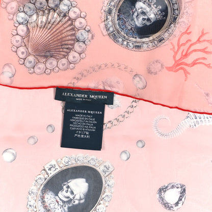 Alexander McQueen Silk Skull Gems Print Scarf Pink 3 of 3
