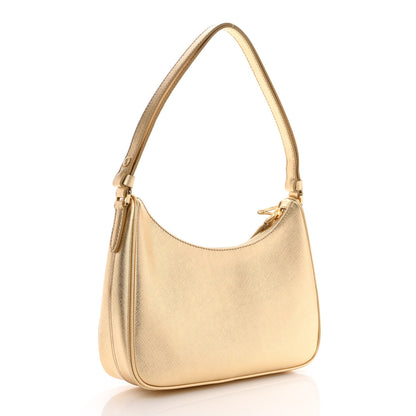 Prada Saffiano Lux Mini Re-Edition Shoulder Bag Platino 3 of 11
