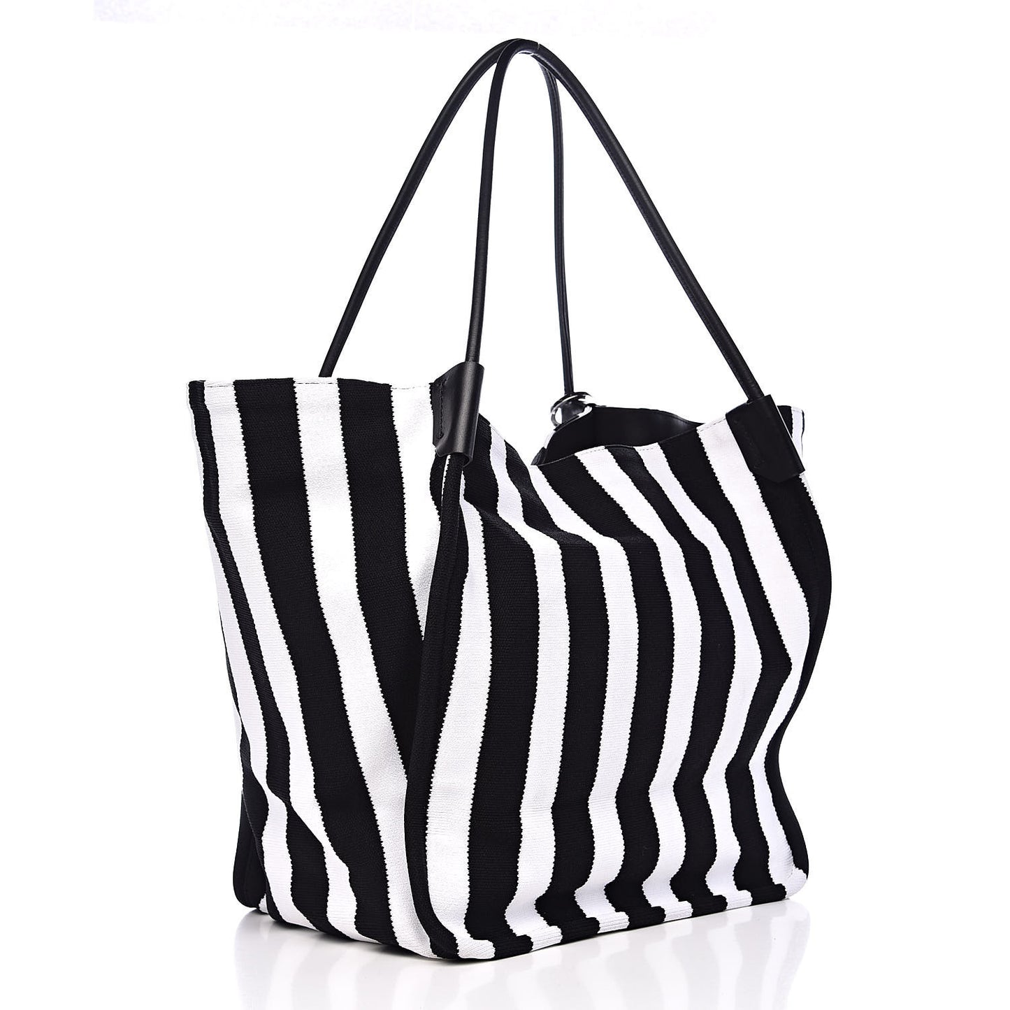 Knit Stripes Extra Large Tote Black Ecru