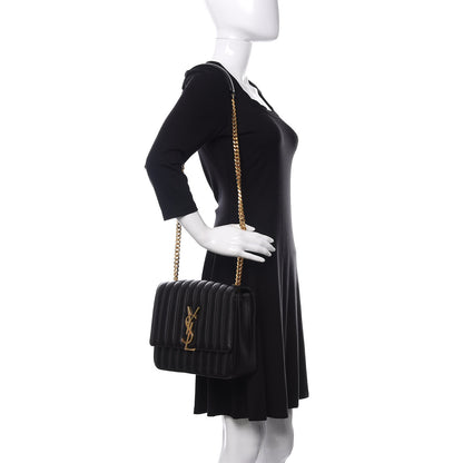 Saint Laurent Lambskin Matelasse Monogram Large Vicky Chain Bag Black 2 of 11