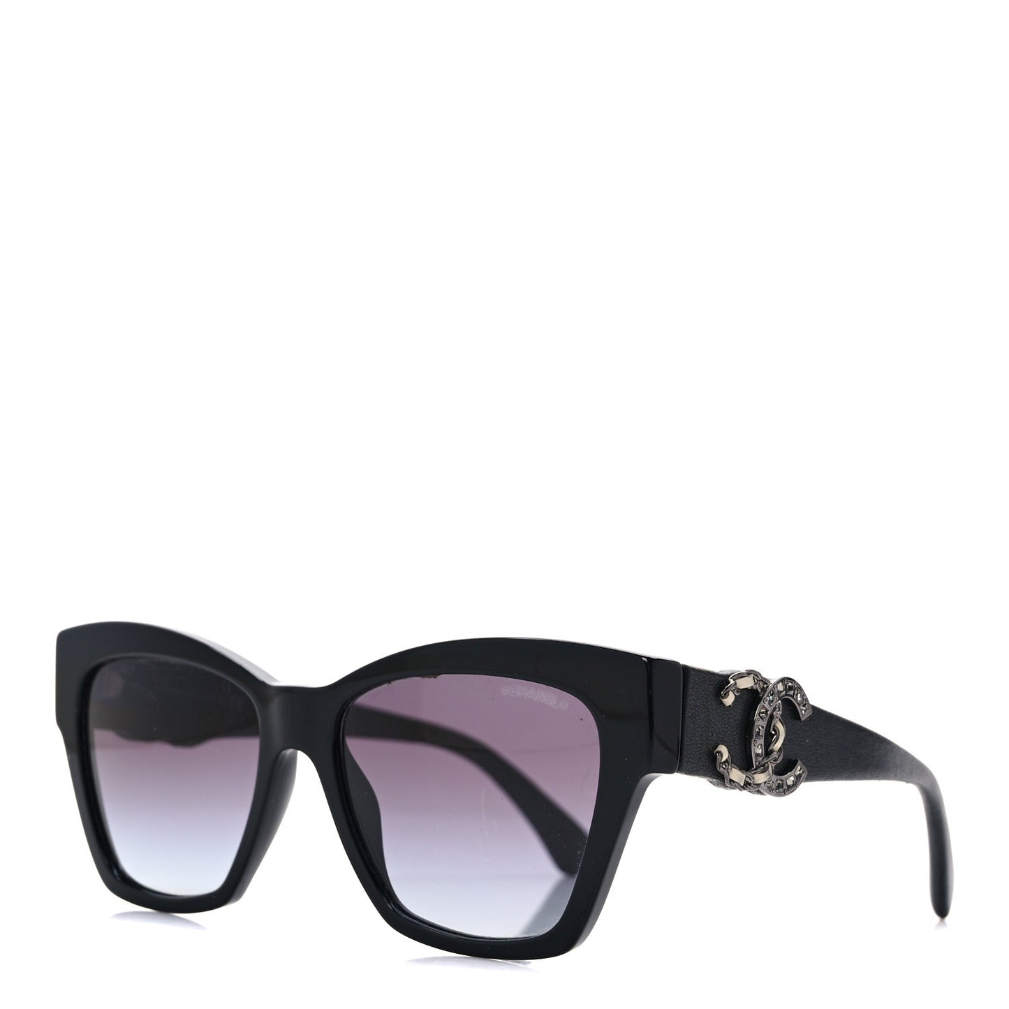 Acetate Square Cat Eye CC Sunglasses 5456-Q-B Black