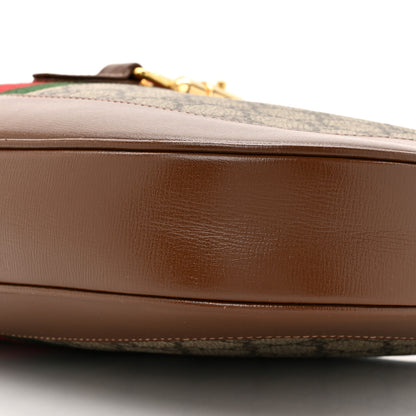 Gucci GG Supreme Monogram Azalea Calfskin Web Medium Jackie 1961 Hobo Beige Ebony Brown Sugar 9 of 12