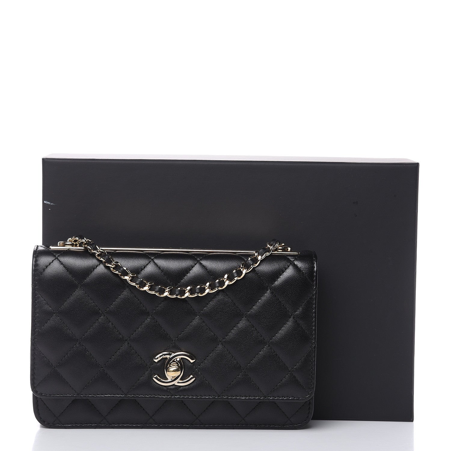 Chanel Lambskin Quilted Trendy CC Wallet On Chain WOC Black 13 of 14