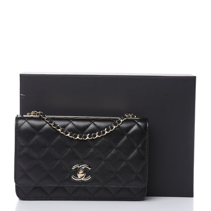 Chanel Lambskin Quilted Trendy CC Wallet On Chain WOC Black 13 of 14