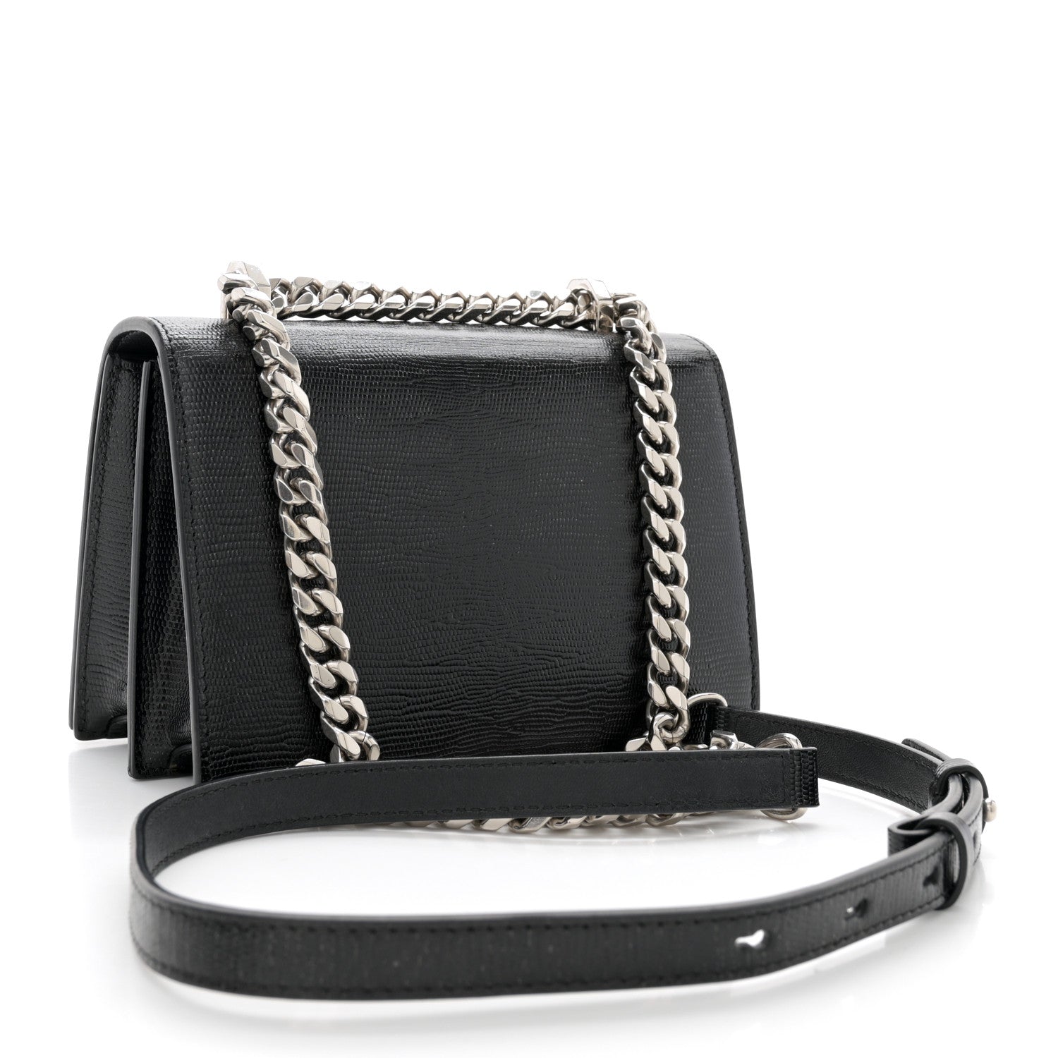 Alexander McQueen Lizard Embossed Calfskin Knuckle Crossbody Black 3 of 12