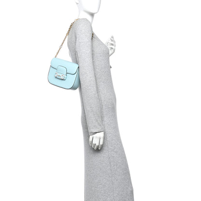 Gucci Azalea Calfskin Crystal GG Monogram Mini Horsebit 1955 Shoulder Bag Light Blue 2 of 10