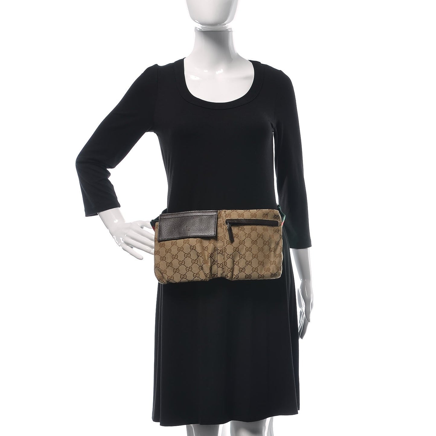 Monogram Web Belt Bag Dark Brown