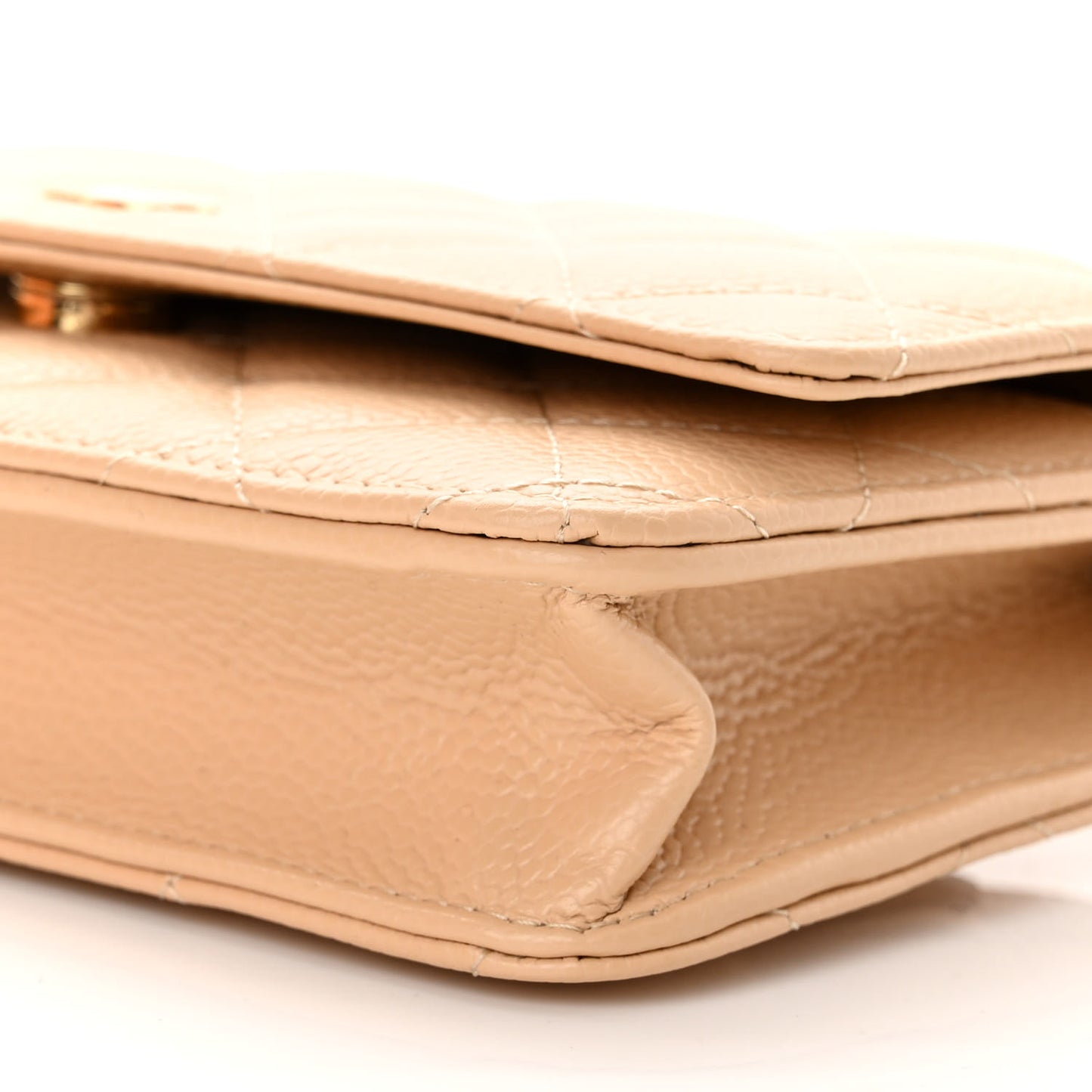 Caviar Quilted Wallet On Chain WOC Beige