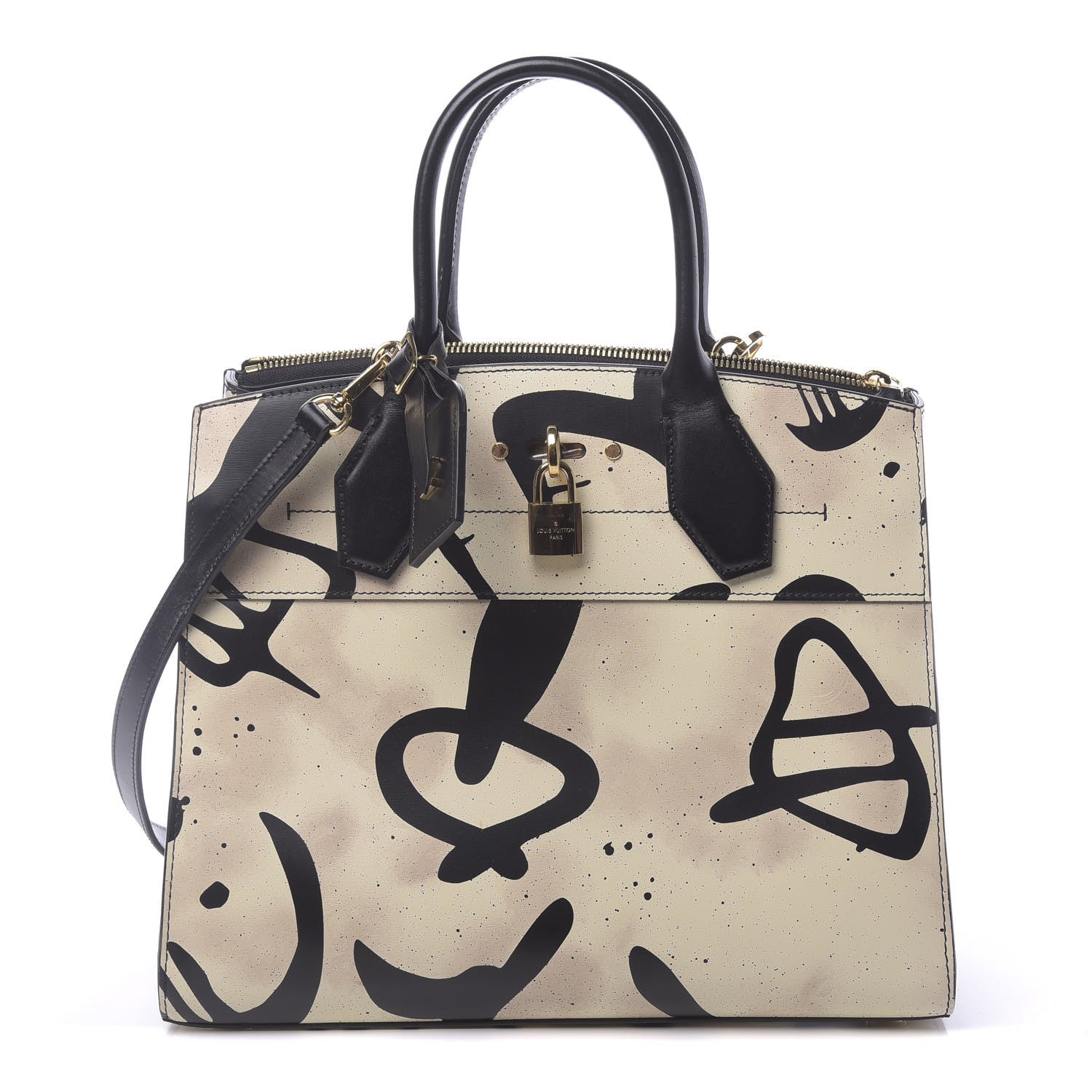 Louis Vuitton Calfskin Tribal City Steamer MM White Black 1 of 10