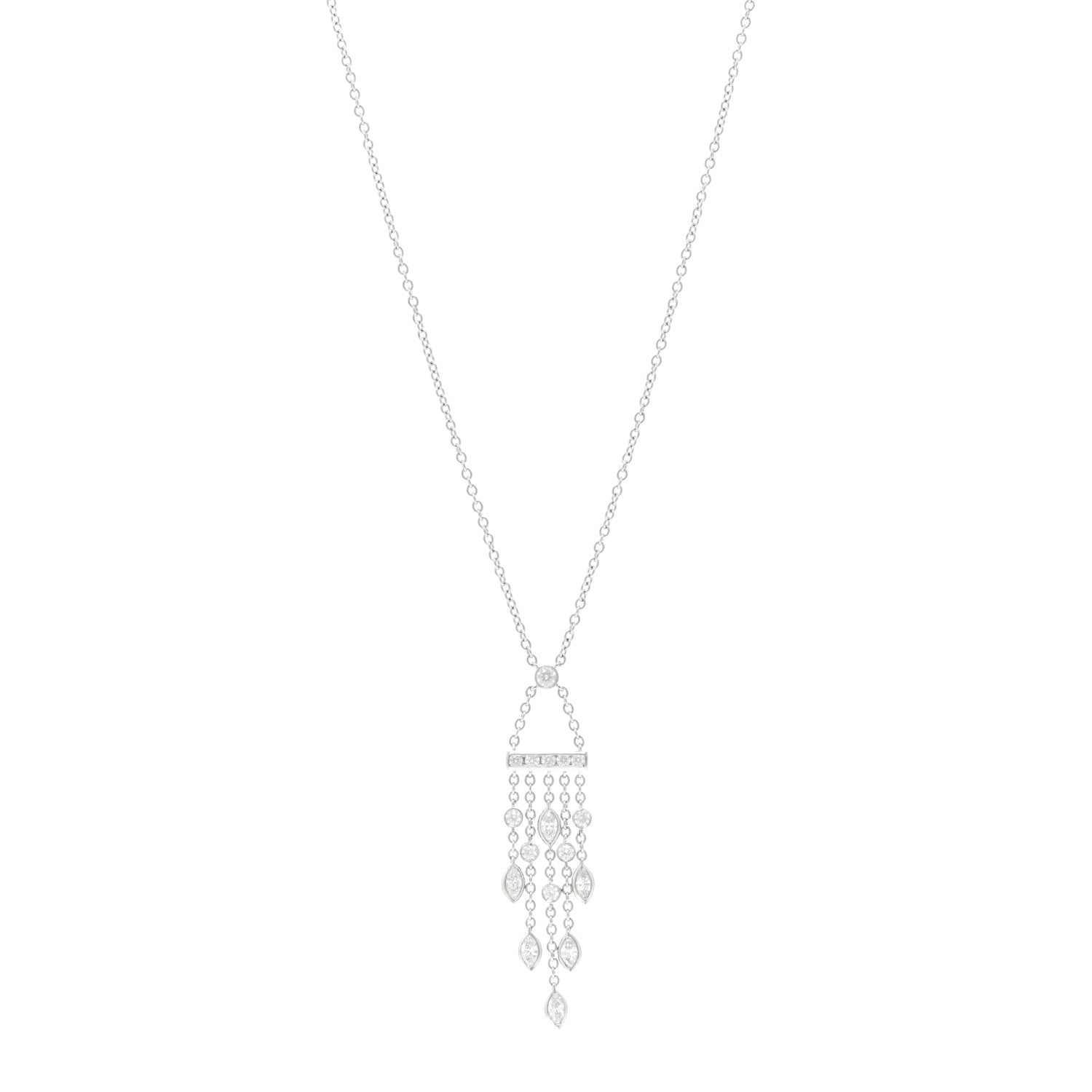 Tiffany Platinum Diamond Swing Chandelier Pendant Necklace 1 of 5