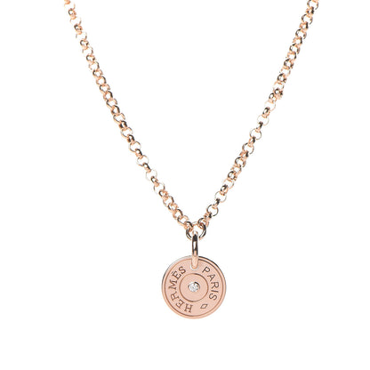 Hermes 18K Rose Gold Diamond Gambade Clou de Selle Necklace 3 of 7