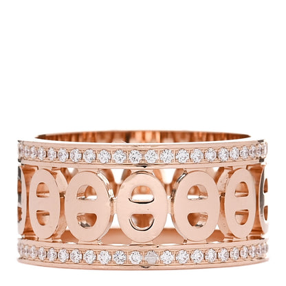 Hermes 18K Rose Gold Diamond PM Chaine d'Ancre Divine Ring 50 5.25 1 of 5