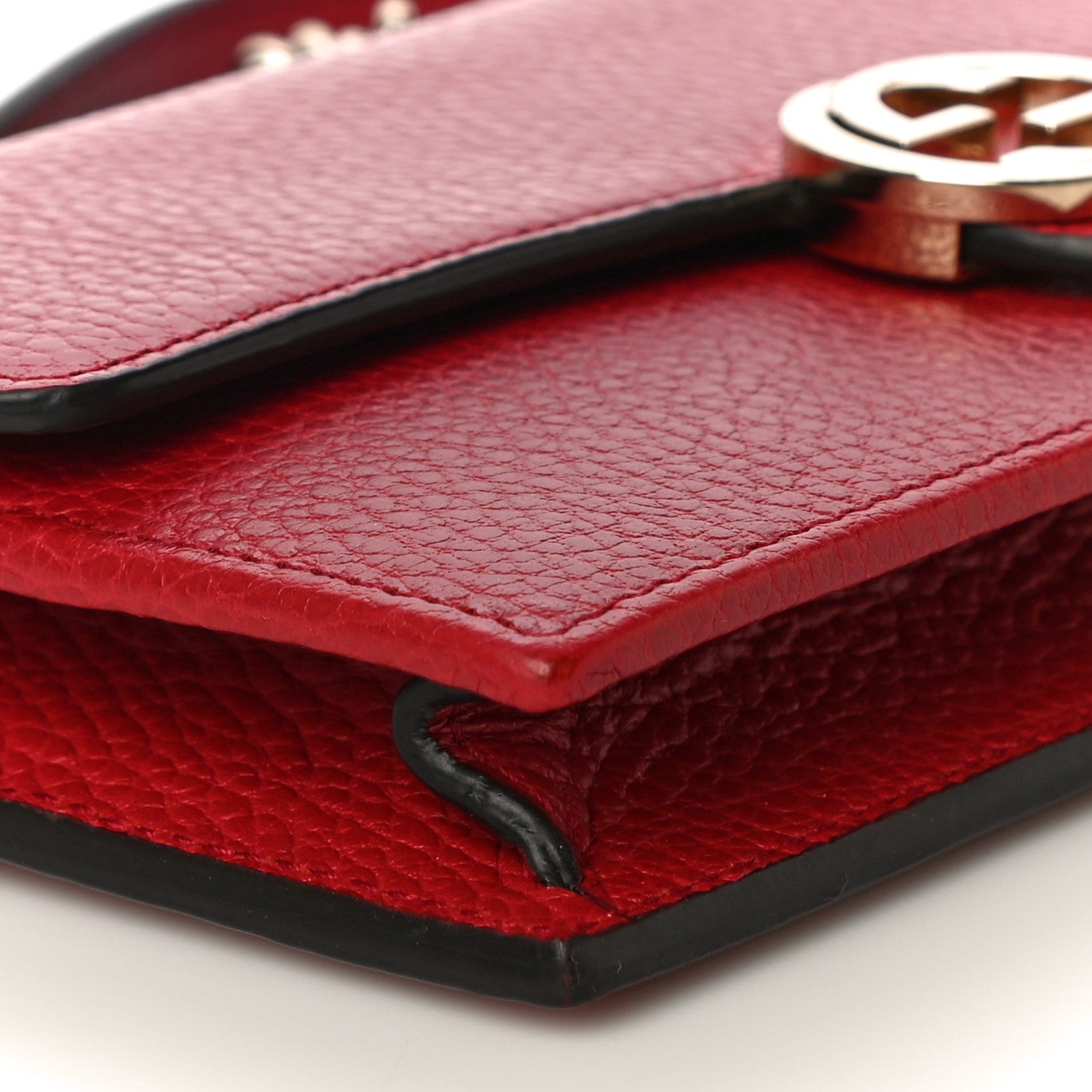Gucci Dollar Calfskin Interlocking G Chain Wallet Red 8 of 12