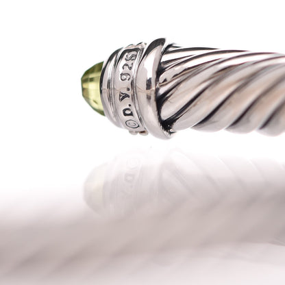 David Yurman Sterling Silver Diamond Peridot 5mm Cable Classics Bracelet 5 of 5