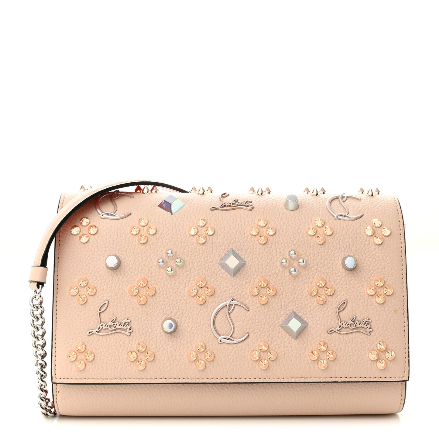 Calfskin Spikes Loubinthesky Paloma Clutch Ballerina