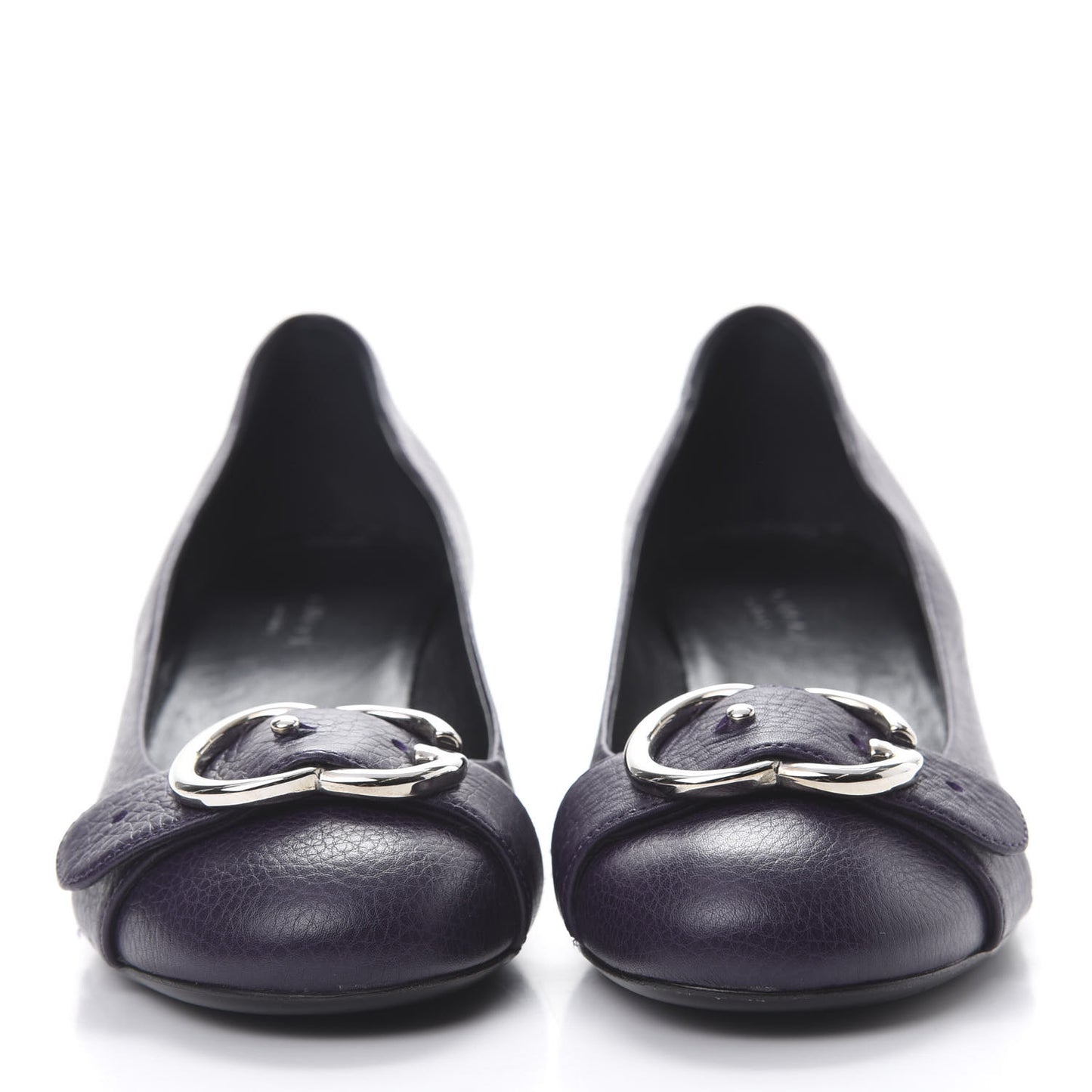 Calfskin GG Buckle Mid Heel Pumps 36.5 Deep Purple