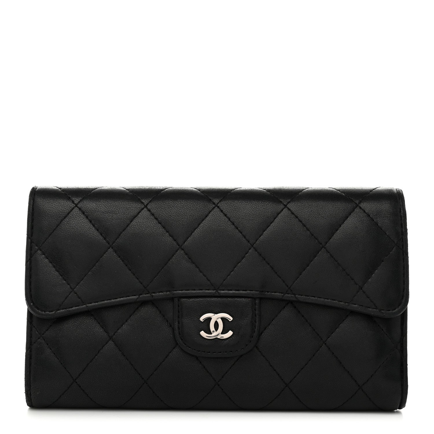 Chanel Lambskin Quilted Large Flap Wallet Black 1 of 10