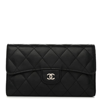 Chanel Lambskin Quilted Large Flap Wallet Black 1 of 10