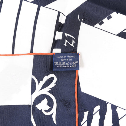 Hermes Silk Carre Astrologie Nouvelle Tattoo Scarf 90 Marine White 6 of 6
