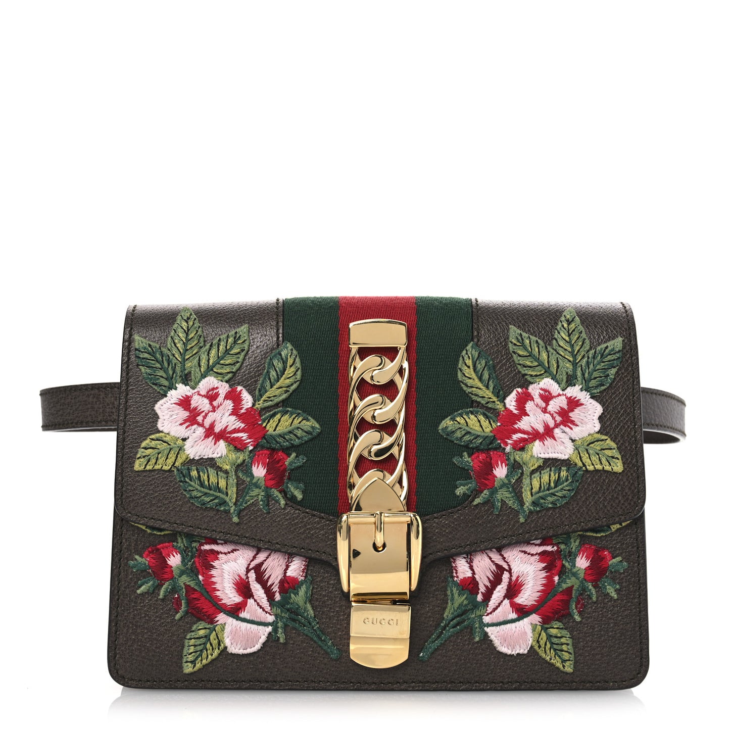 Calfskin Embroidered Sylvie Belt Bag 75 30 Brown