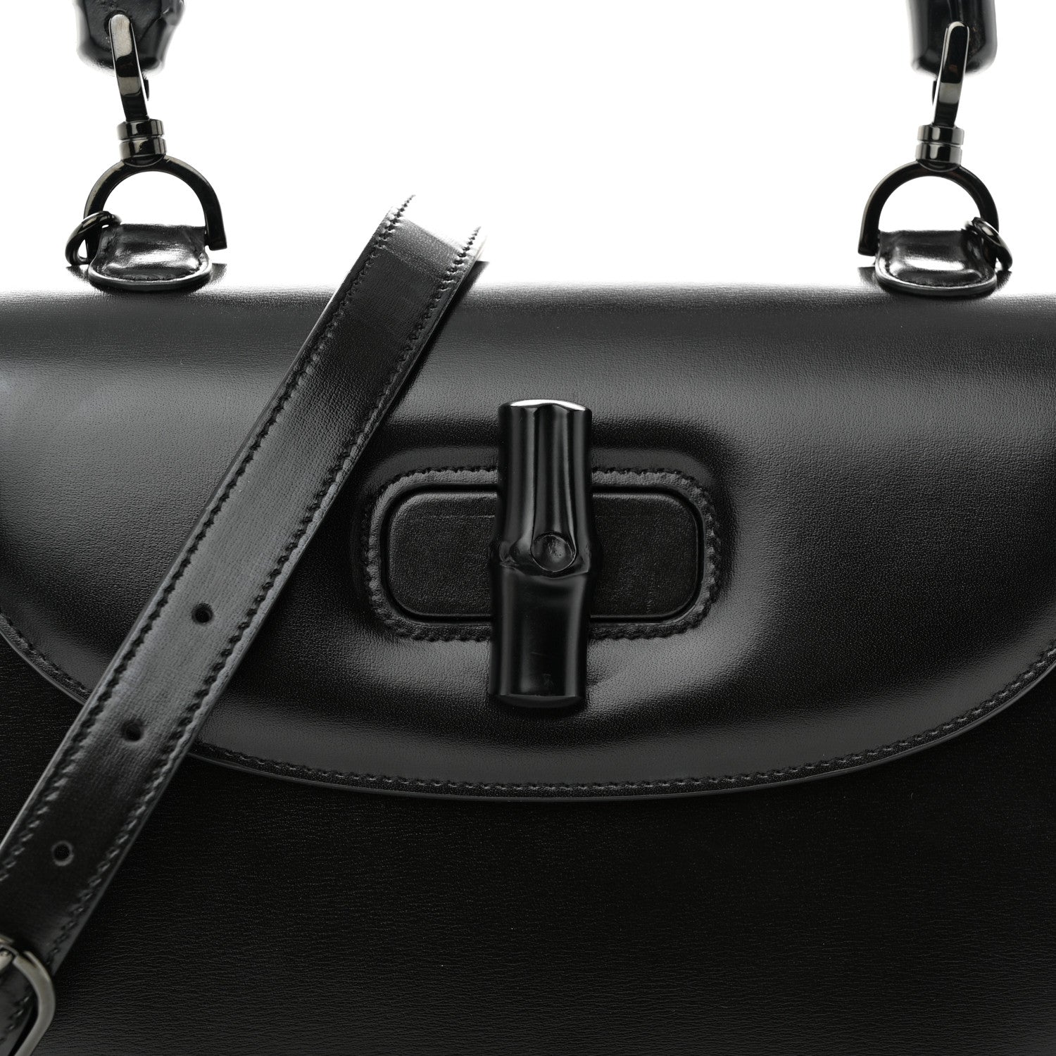 Gucci Boarded Dyana Lux Calfskin Web Monochrome Medium Bamboo 1947 Top Handle Bag Black 7 of 11